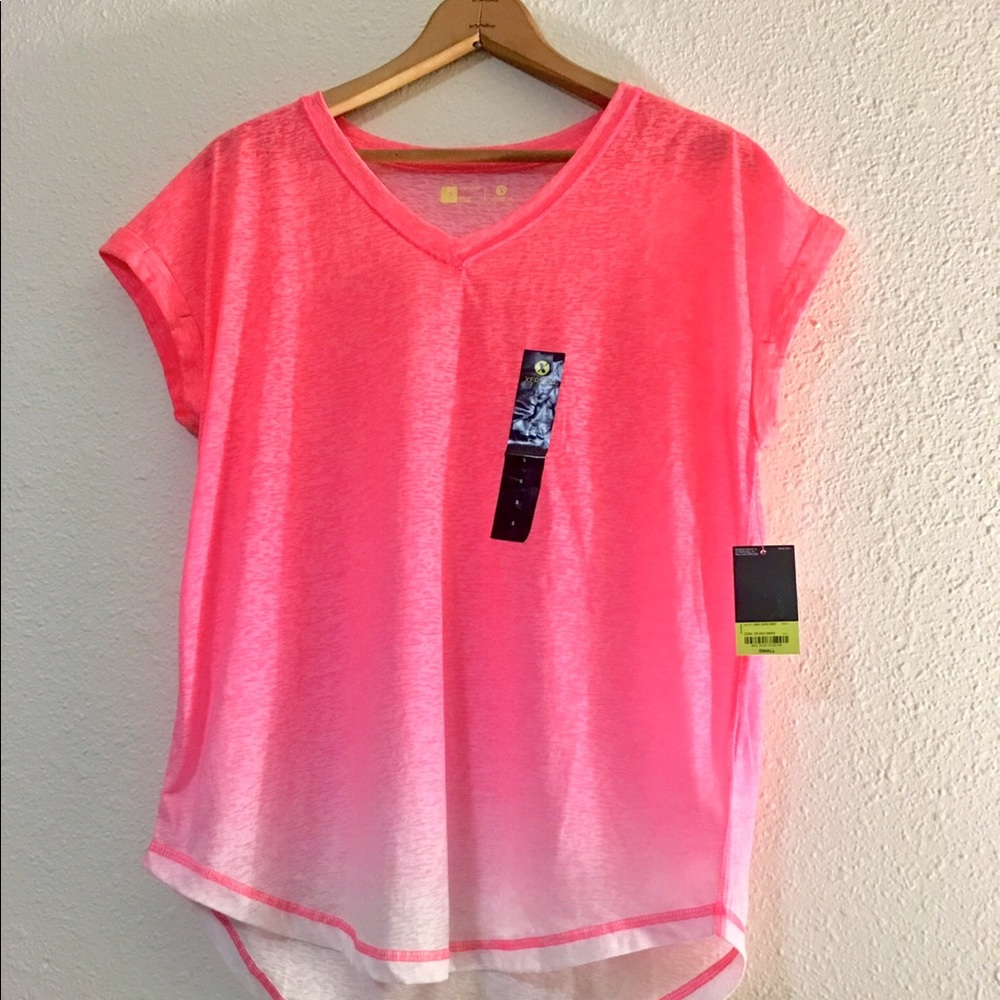 Active Wear Top Pink&White Ombré Relaxed Fit NWTs
